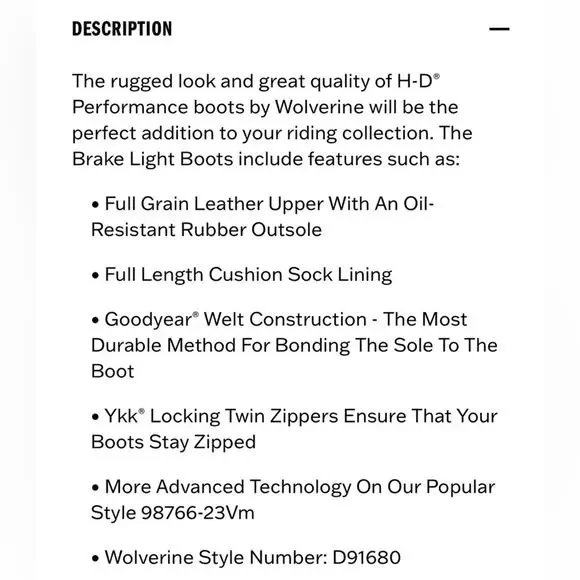 Harley-Davidson Men’s Brake Light Leather Riding Boots - BLACK - Picture 14 of 14